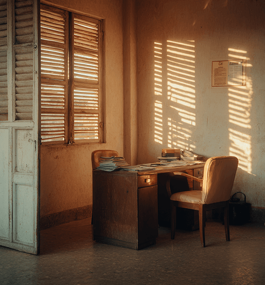 an empty retro office