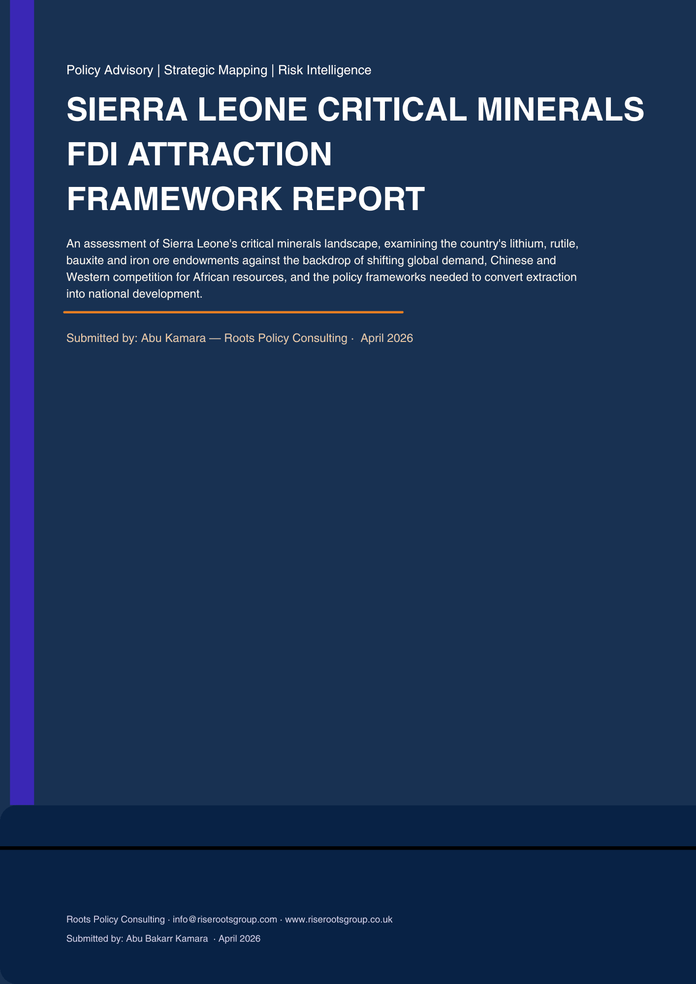 Sierra Leone Critical Minerals Framework Assessment Report