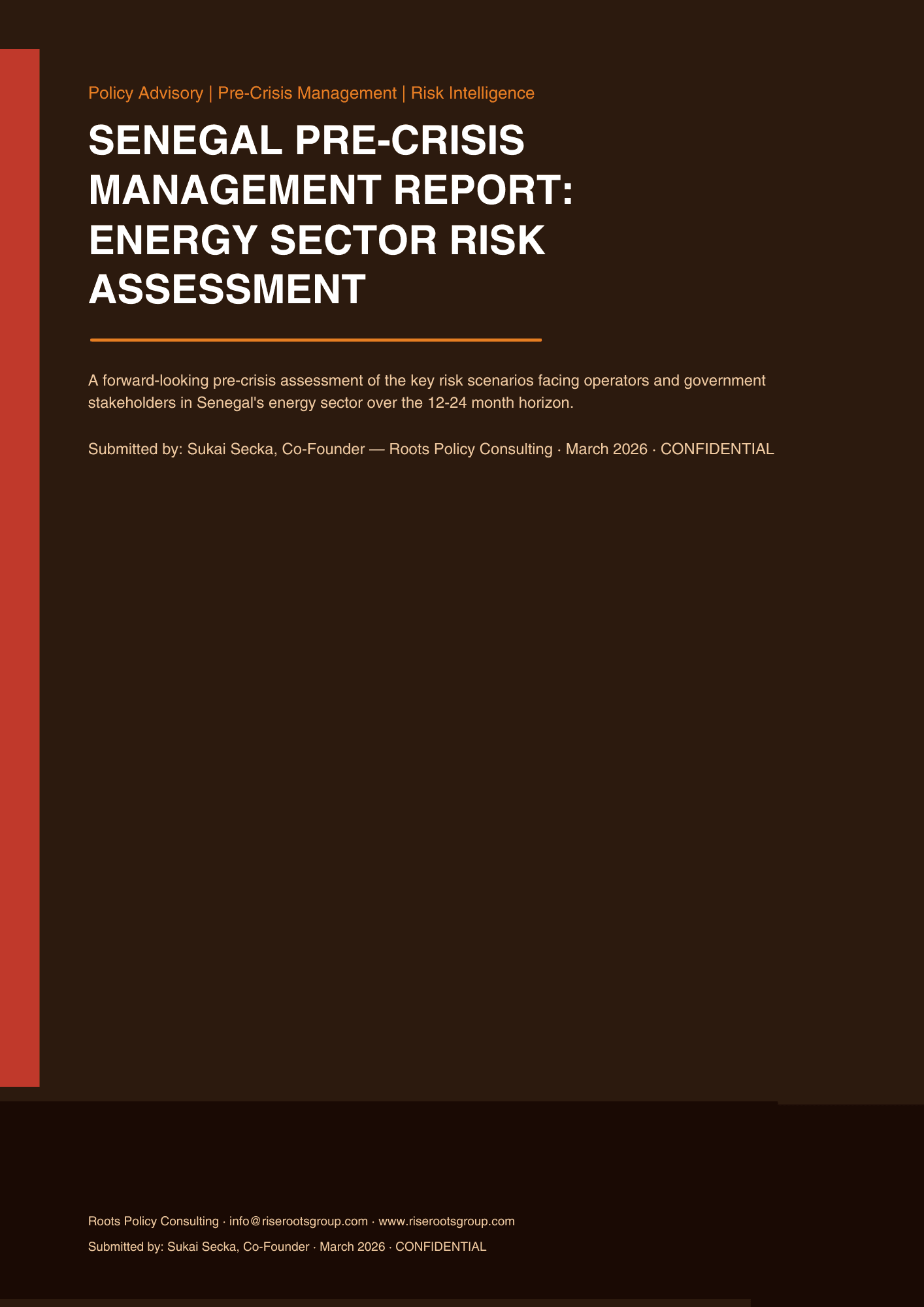 Senegal Pre-crisis Management Report: Energy Sector Risk Assessment